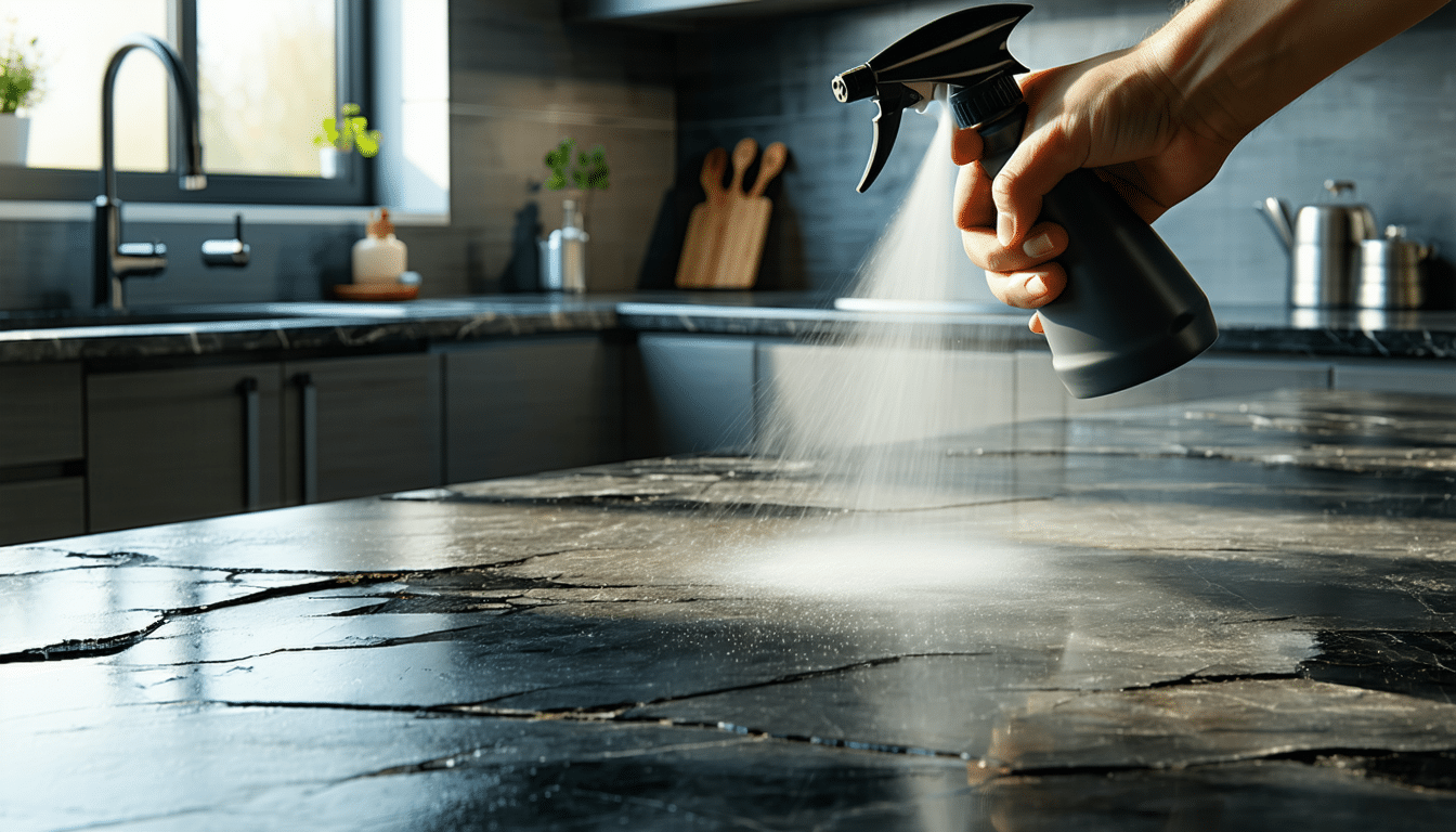 dowiedz się, jak spray do czyszczenia blatów kuchennych może nieświadomie uszkodzić powierzchnię kamienną i poznaj bezpieczne metody pielęgnacji.