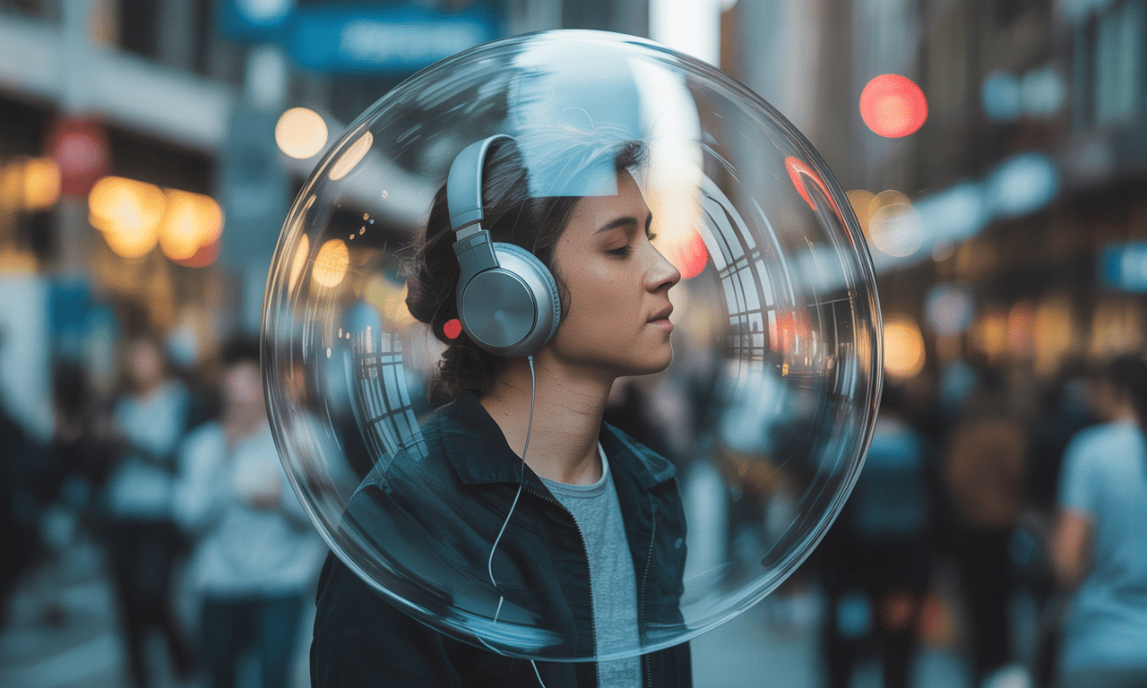 dowiedz się, dlaczego miłośnicy słuchania muzyki na słuchawkach tworzą wokół siebie bańkę ochronną i jak wpływa to na ich percepcję otoczenia.