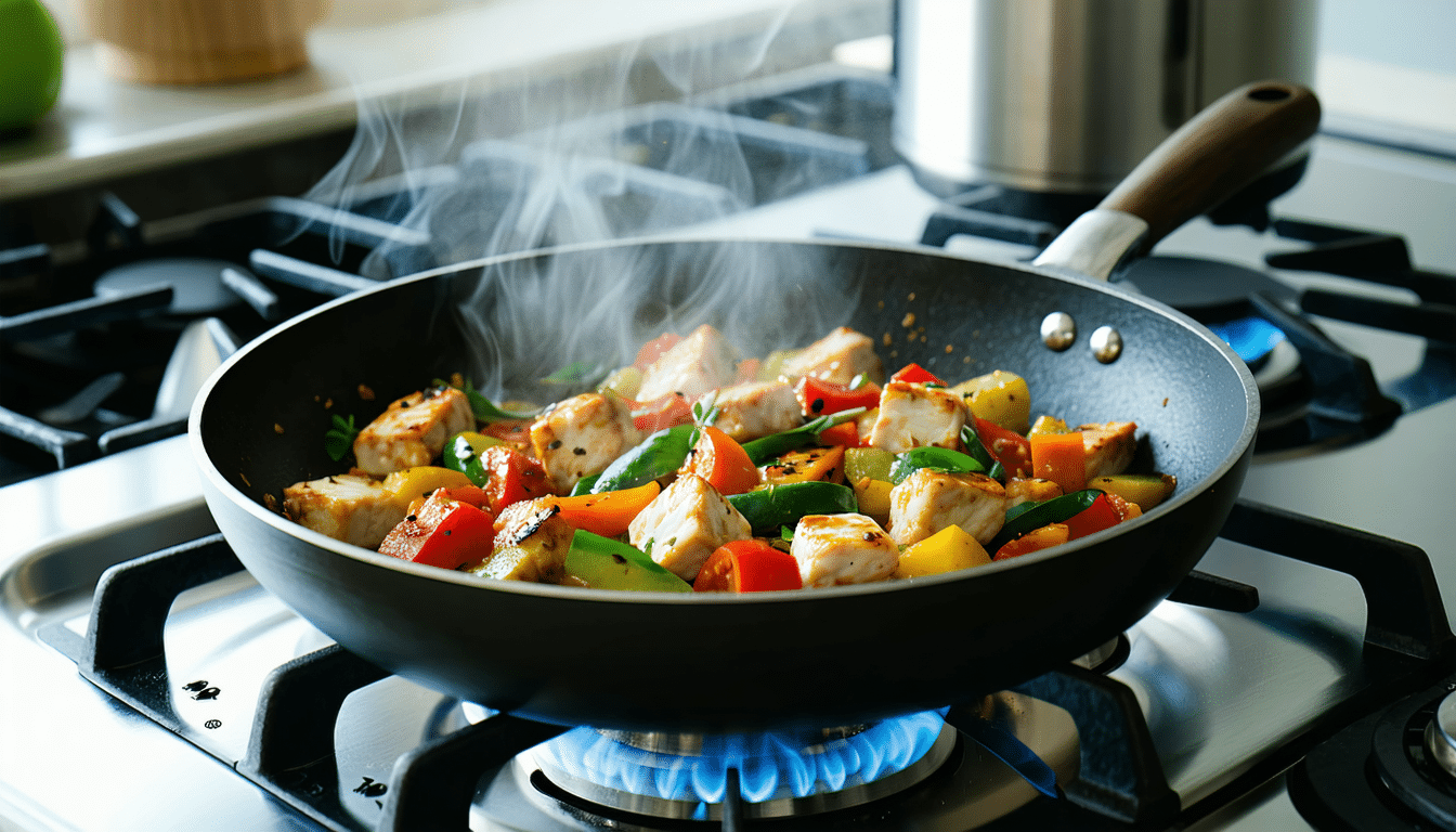 gotuję prostą kolację na jednej patelni, aby mieć mniej naczyń do mycia i więcej pysznego smaku.