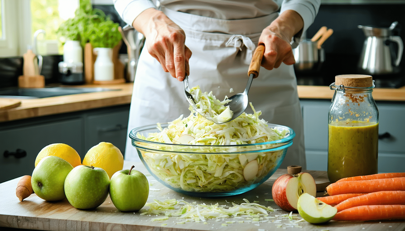 prosty i zdrowy przepis na surówkę z kapusty i jabłek do każdego obiadu – szybka i tania na co dzień.
