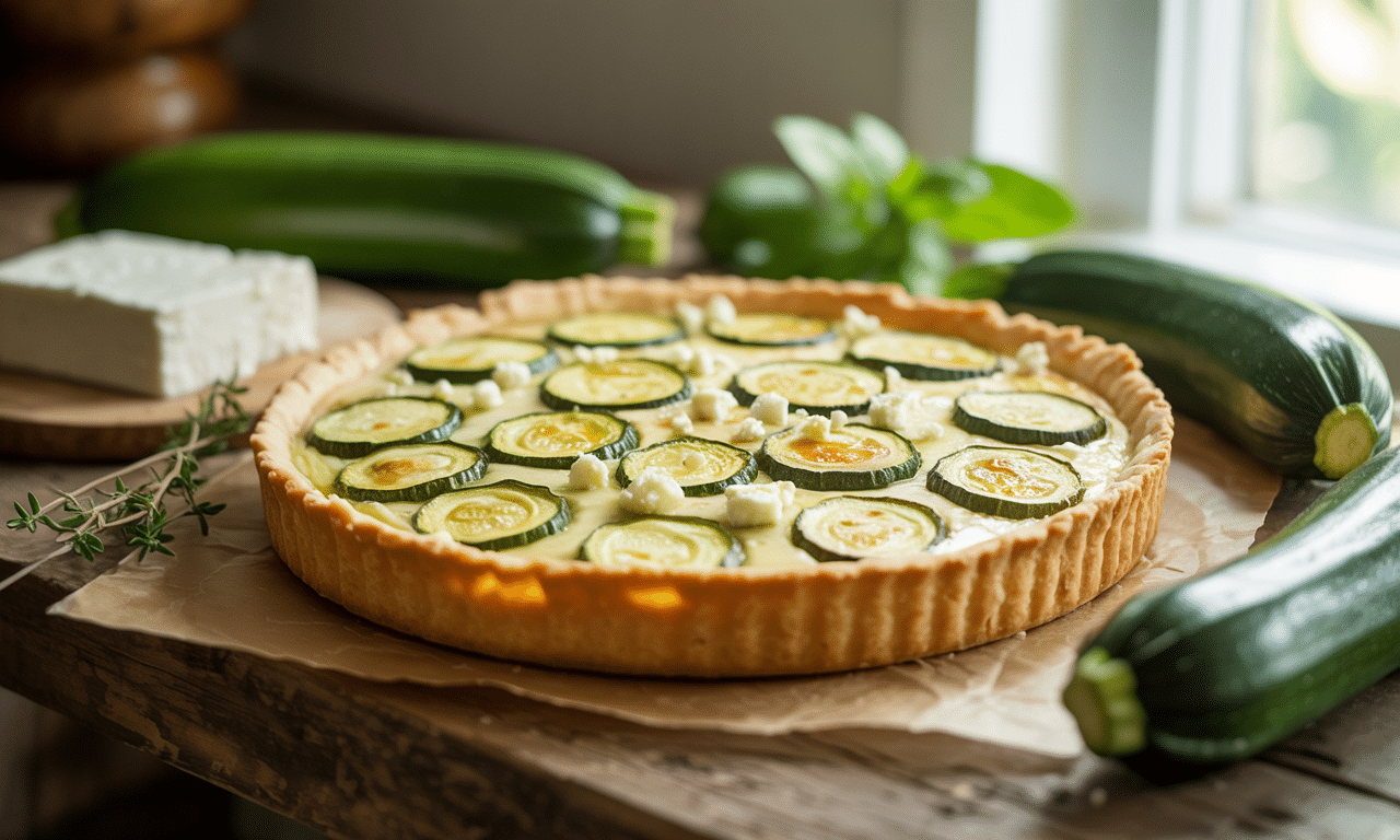 prosty i smaczny przepis na tartę z cukinii i sera feta – lekka, warzywna i idealna na letni obiad, która zachwyci każdego miłośnika zdrowego jedzenia.