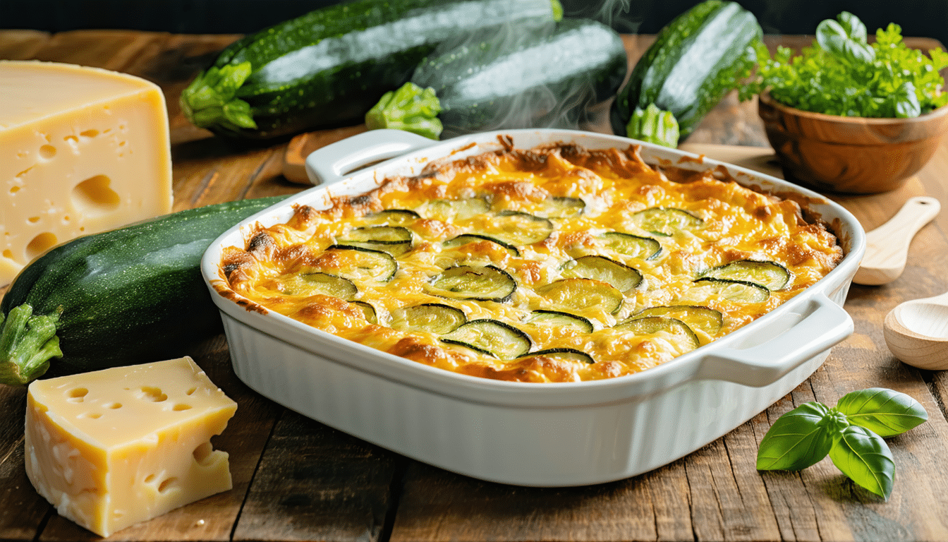 przepis na lekką, ale sycącą zapiekankę z cukinii i sera – idealne danie na szybki i smaczny posiłek.