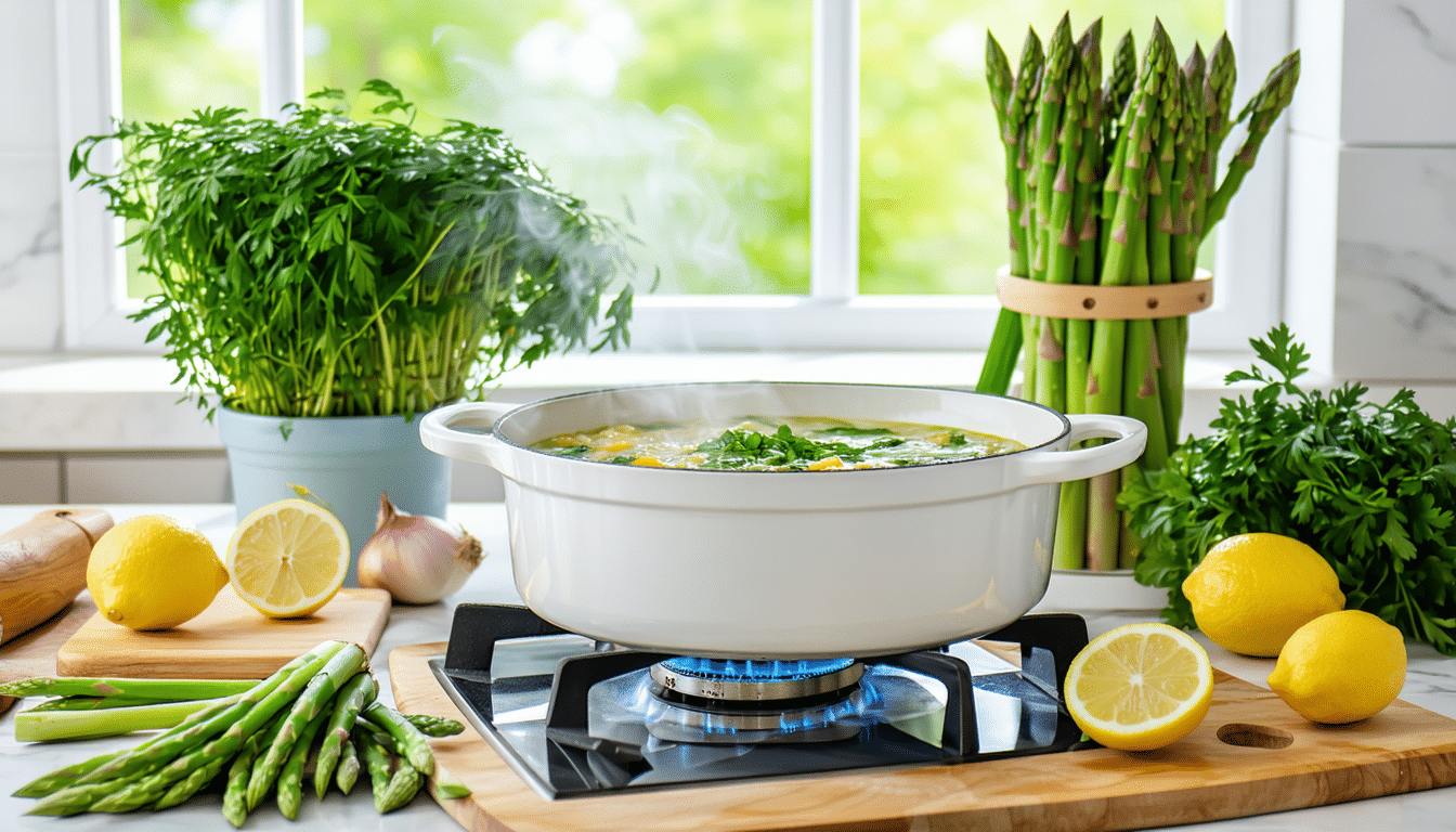 przygotuj wiosenną zupę szparagową według prostego, sezonowego przepisu, na który czekasz cały rok. smak świeżych szparagów w każdym łyku!