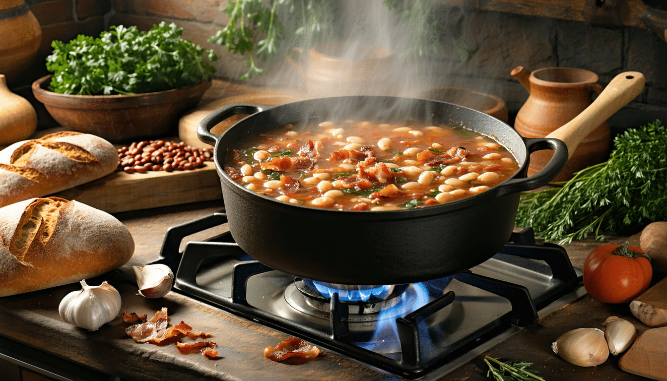 gotuję tę zupę z fasoli i boczku, gdy pragnę rustykalnego i sycącego posiłku, który rozgrzewa i zaspokaja głód.