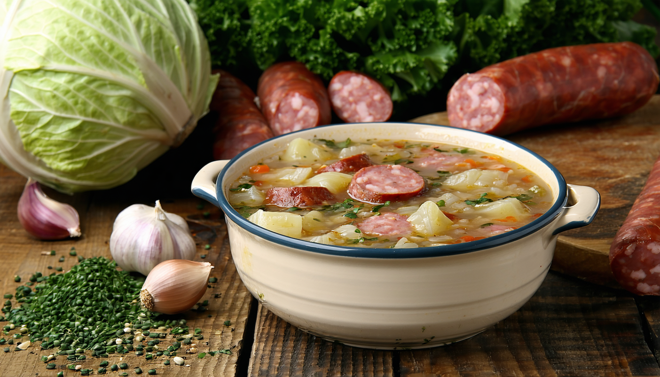 gotuję pyszną i tanią zupę z kapusty i kiełbasy, która jest sycąca i gotowa w zaledwie 30 minut. idealna na szybki i smaczny posiłek!