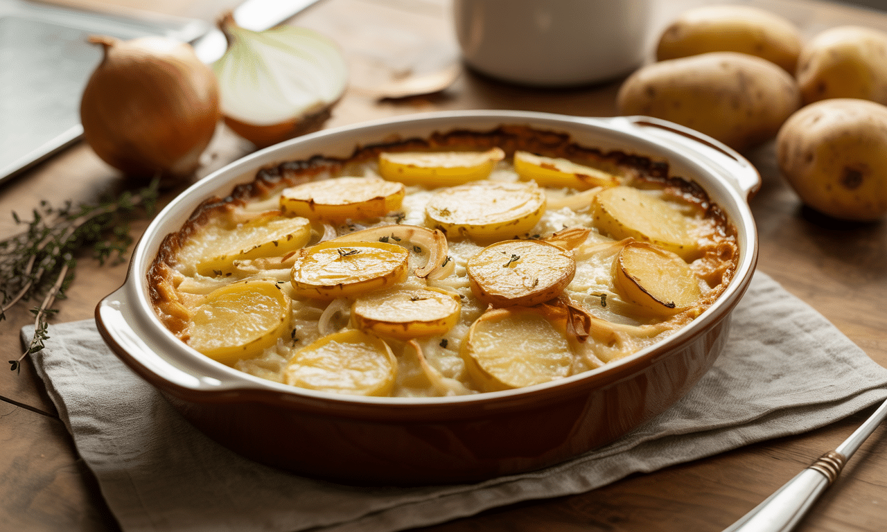 gotuję ten zapiekankę z ziemniaków i cebuli: prosty przepis, sycący posiłek, kosztujący mniej niż 10 zł.