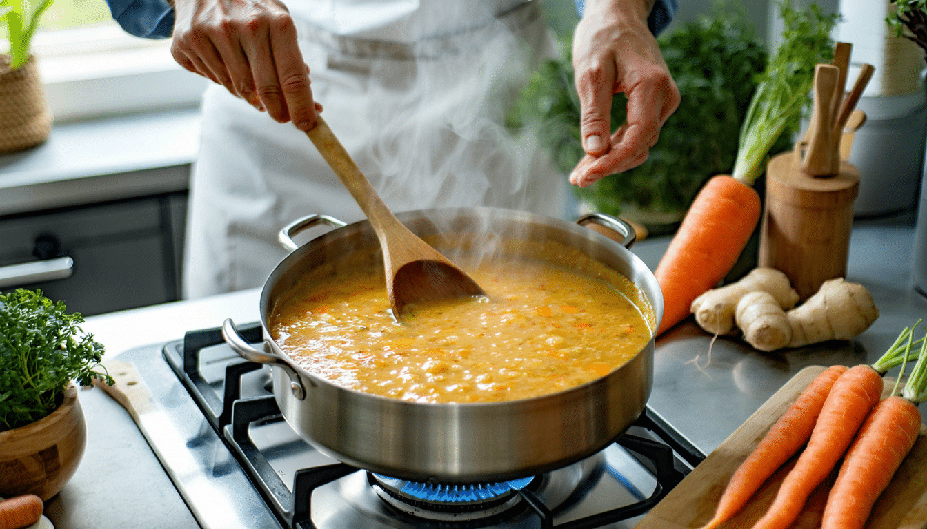 przepis na krem z marchewki i imbiru, idealny na dni, gdy organizm potrzebuje dodatkowego wsparcia i odżywienia.