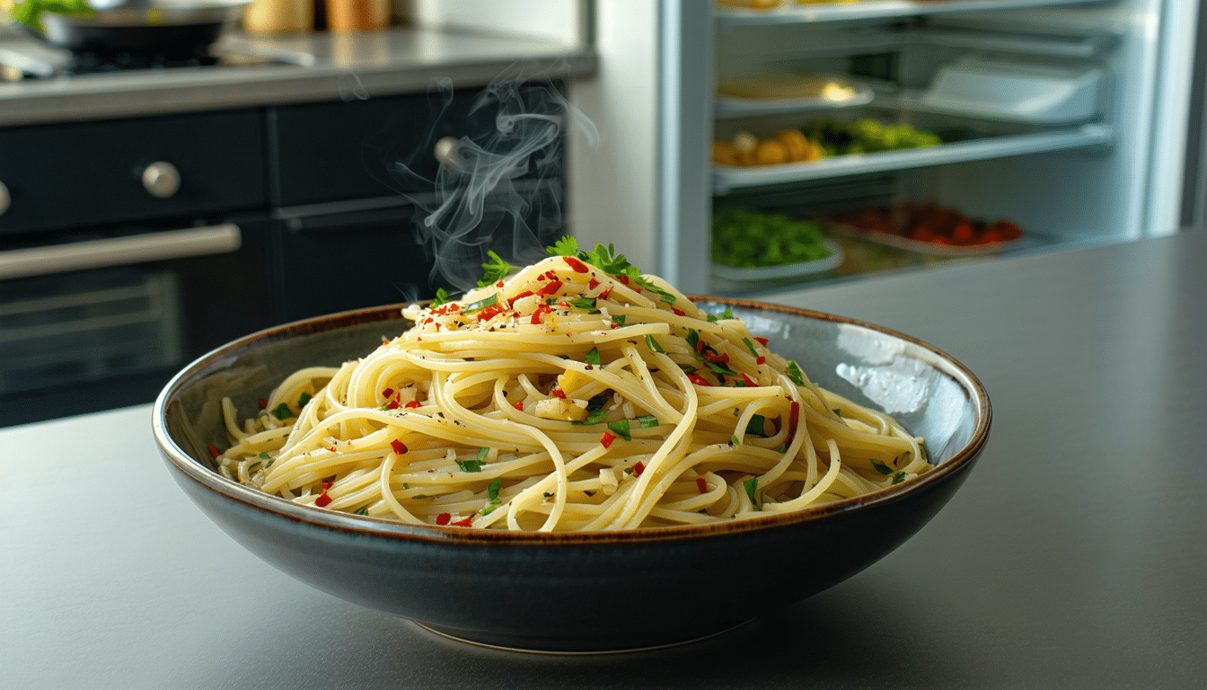 gotuję makaron aglio e olio w 10 minut, gdy mam pustą lodówkę: tylko 4 składniki i szybkie danie gotowe.