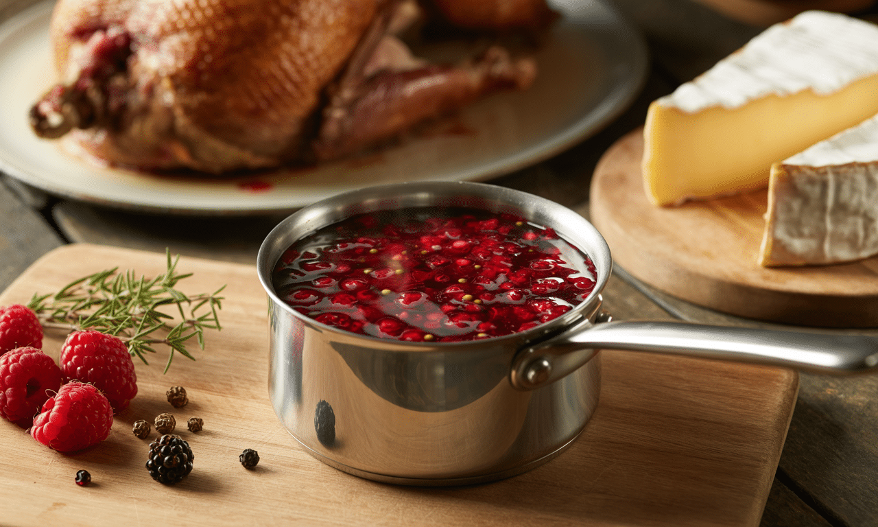 przygotuj pyszny sos z malin i pieprzu — idealny dodatek do kaczki oraz sera camembert. łatwy przepis na wyjątkowy smak każdego dania.