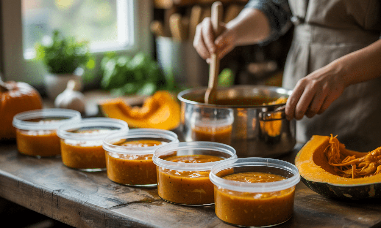 przygotowuję ten sos z pieczonej dyni, zamrażam go w porcjach i mam zawsze gotową bazę do zup i makaronów. sprawdź prosty przepis na smaczny i zdrowy sos!