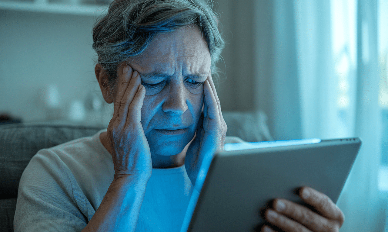 mam ponad 60 lat i zauważyłem, że moje oczy męczą się podczas korzystania z tabletu: niebieskie światło, które się kumuluje i wpływa na wzrok.