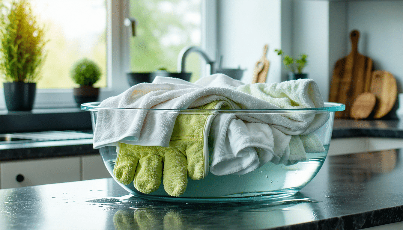 odkryj sekret nieskazitelnie czystych ścierk i rękawic kuchennych — moczenie w nocy gwarantuje doskonałą czystość każdego ranka.