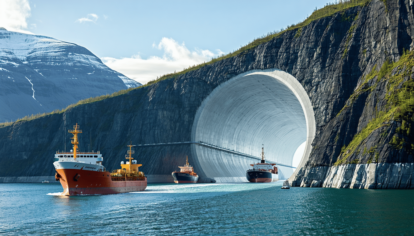 norwegia buduje pierwszy na świecie tunel dla statków o długości 1,7 km, przebijający się przez skałę, co zrewolucjonizuje transport morski i bezpieczeństwo żeglugi.