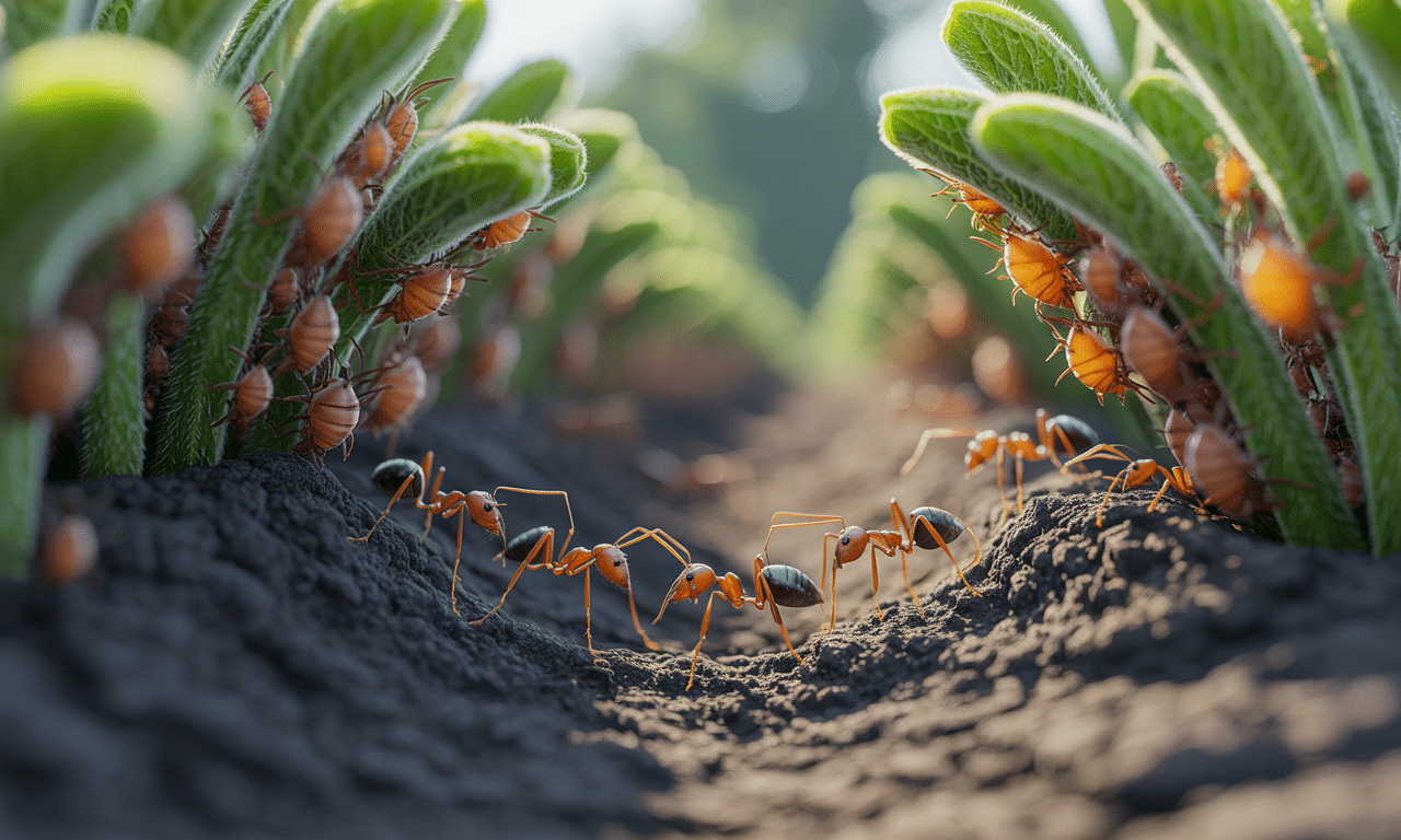 obserwowałam mrówki w ogrodzie i odkryłam, że ich ścieżki prowadzą do ukrytych kolonii mszyc, co ukazuje fascynujące relacje w naturze.