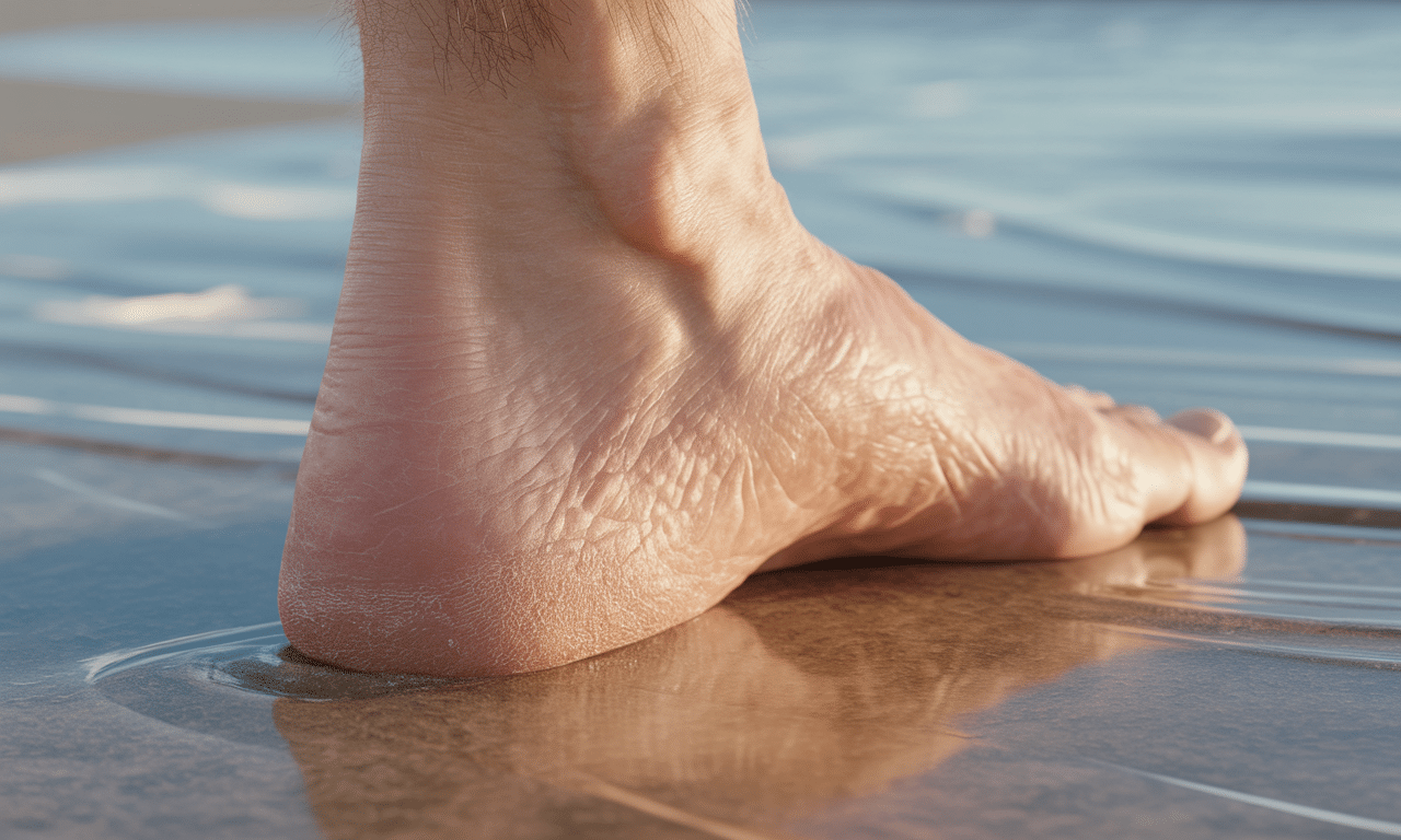 po 65. roku życia chodzenie na boso po plaży może stać się bolesne z powodu tłuszczaka piętowego, który z czasem zanika. dowiedz się więcej o przyczynach i leczeniu tego schorzenia.