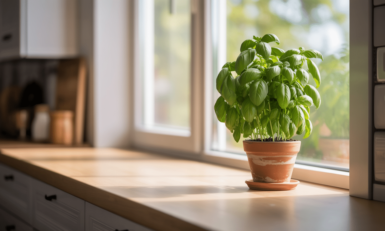 postawiłam doniczkę z bazylią na kuchennym parapecie od północy i zauważyłam, że zaczęła rosnąć prosto, mimo mniej korzystnego oświetlenia. przeczytaj, jak dbać o bazylię w tych warunkach.