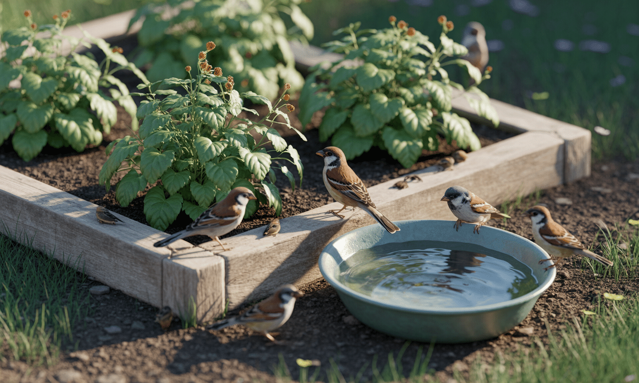 postawiłam miskę z wodą przy grządce, co sprawiło, że ptaki częściej przylatywały i skutecznie zjadały mszyce. sprawdź, jak ta prosta metoda może pomóc w ochronie twojego ogrodu.