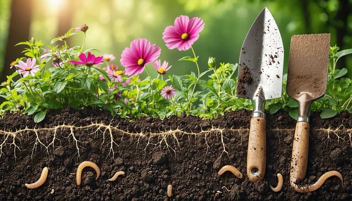 przeczytaj, jak zaprzestanie czyszczenia narzędzi między rabatami pozwoliło lepiej zrozumieć złożoność gleby i polepszyć jej jakość w ogrodzie.