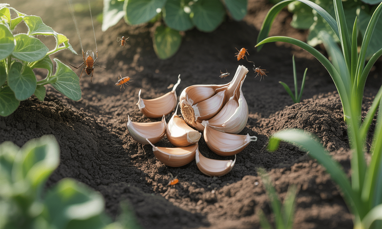 przestałam wyrzucać skórki z czosnku – teraz posypuję nimi ziemię w ogrodzie, aby naturalnie odstraszać szkodniki i chronić rośliny.