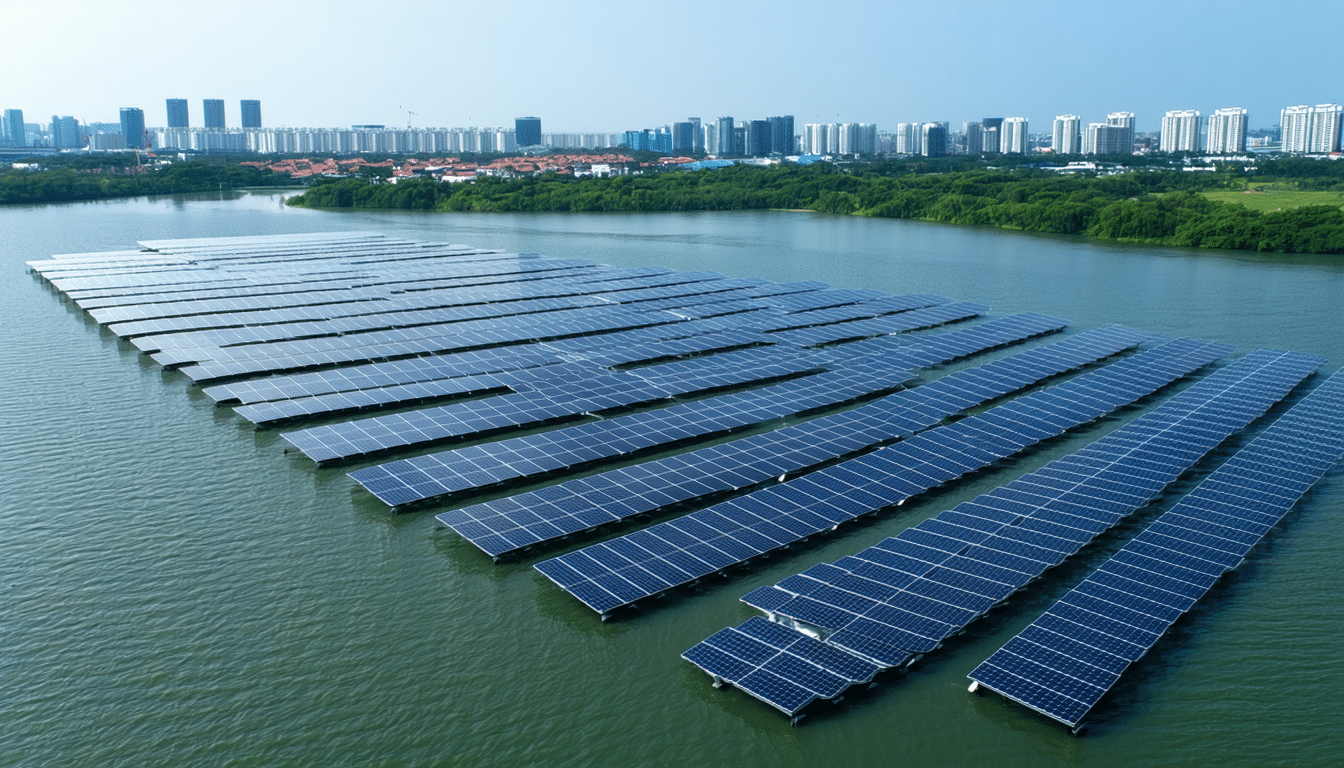 singapur zainstalował panele słoneczne na zbiornikach wodnych, oszczędzając miliony litrów wody i promując zrównoważoną energię.