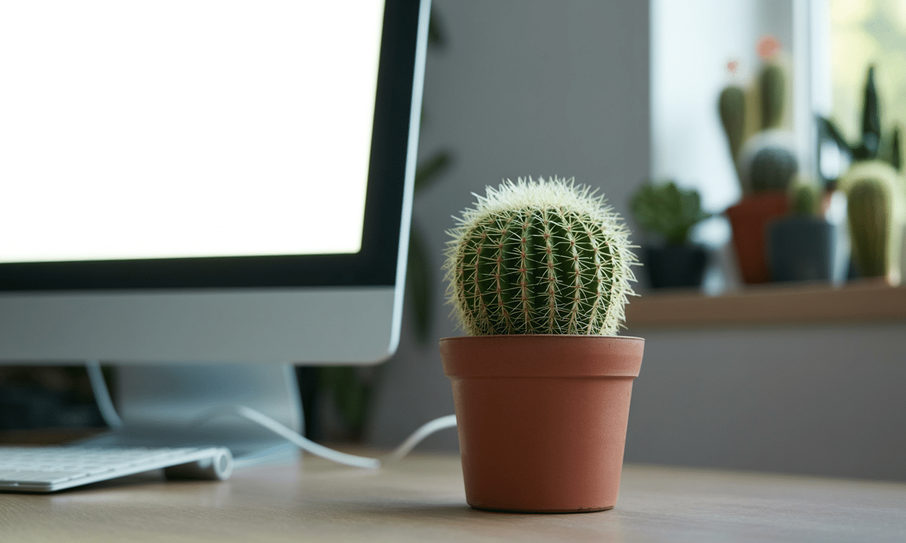 dowiedz się prawdy o pielęgnacji kaktusów przy komputerze – odkryj, dlaczego nie potrzebują tak dużo światła, jak myślałam, oraz obal mit o ich wymaganiach świetlnych.