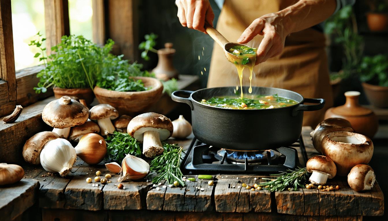 przepis na domową zupę grzybową gotowaną od podstaw, której smak i aromat przewyższają każdą zupę z puszki.
