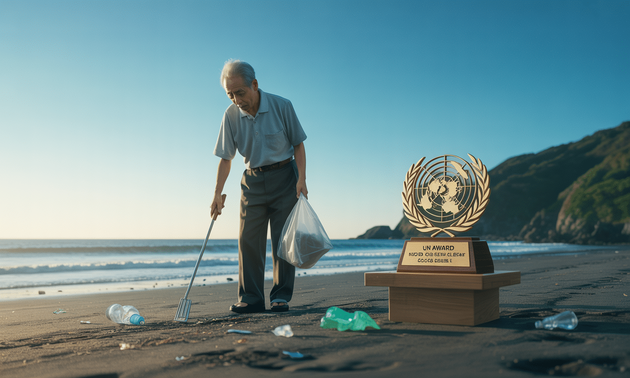 ten japoński emeryt sprzątał plażę codziennie przez 20 lat i właśnie otrzymał nagrodę onz za swoje zaangażowanie w ochronę środowiska.