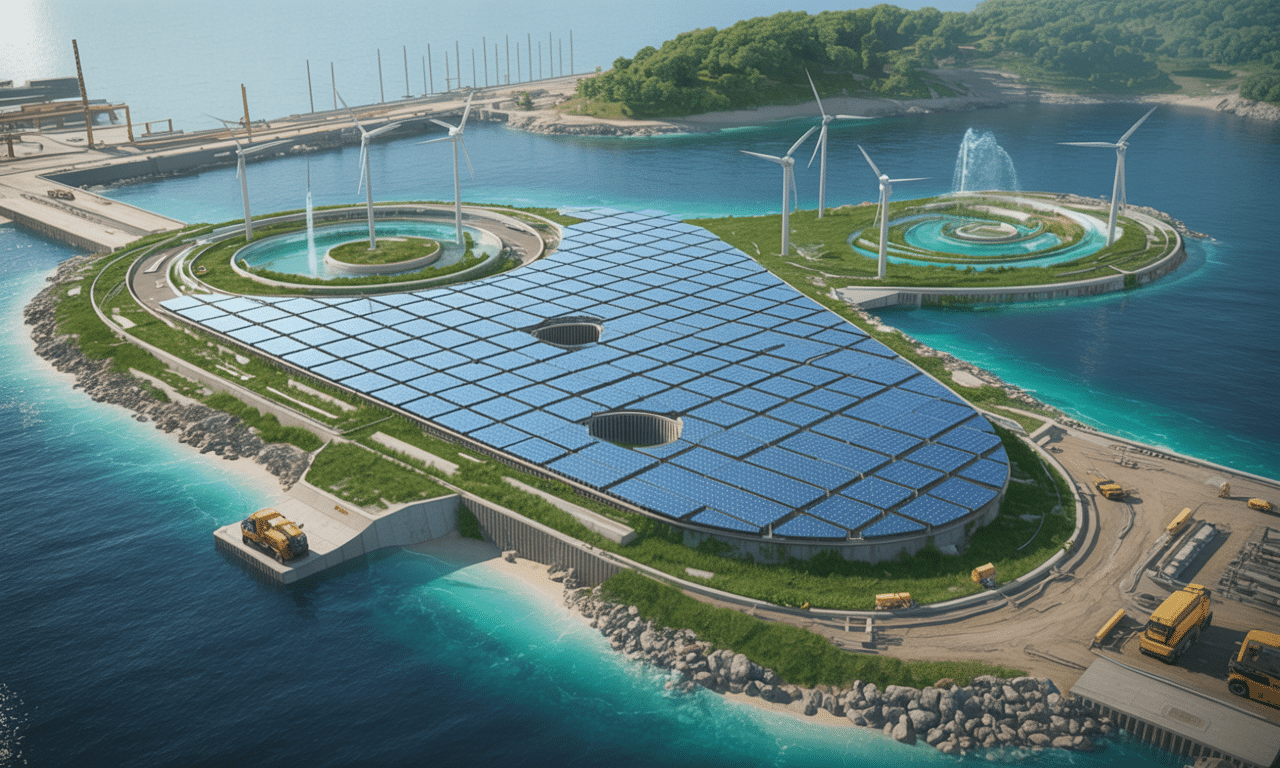 ten kraj tworzy innowacyjną sztuczną wyspę, która autonomicznie wytwarza energię i oczyszcza wodę, rewolucjonizując ekologiczne technologie.