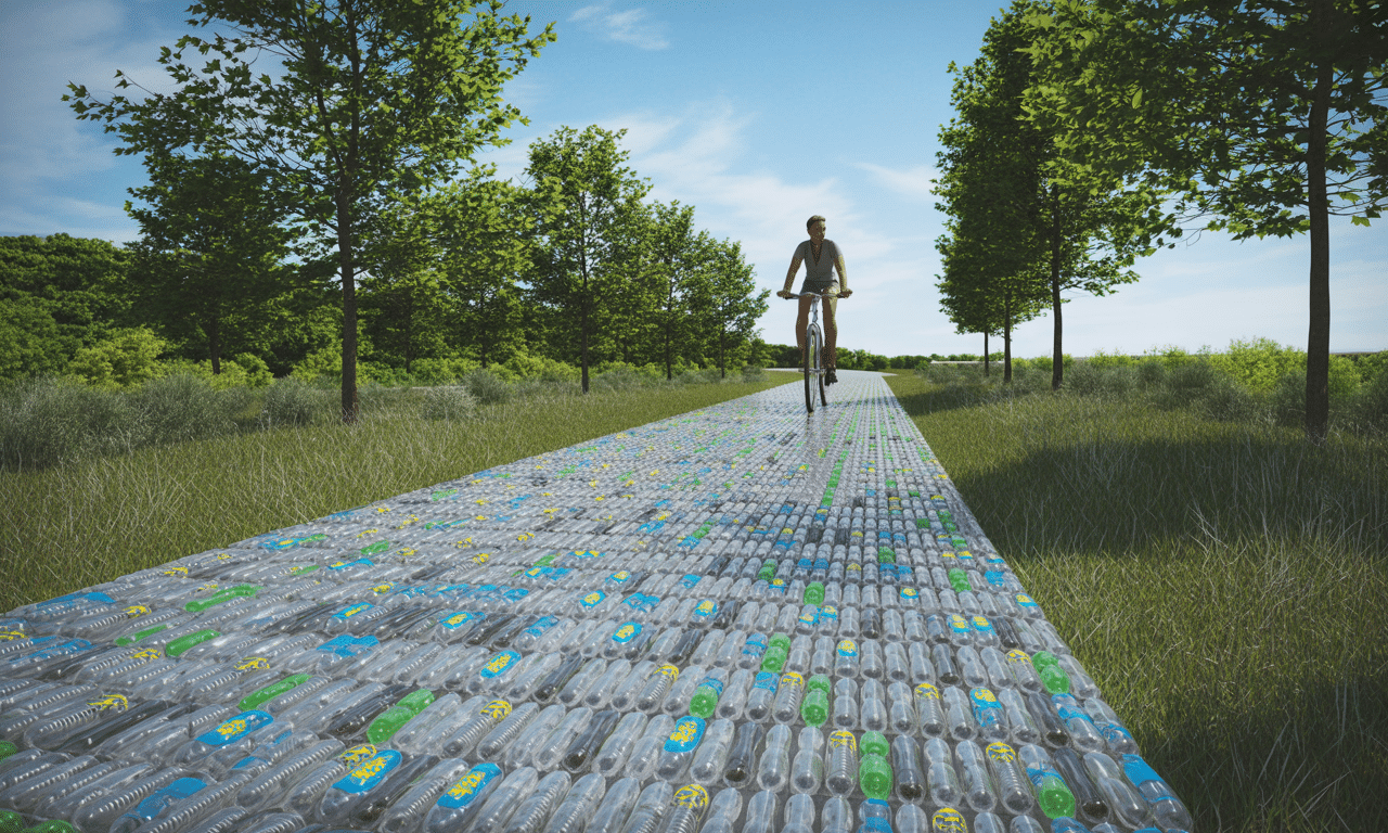 ten kraj zbudował trwałą ścieżkę rowerową z recyklingowanych plastikowych butelek, która jest odporna na uszkodzenia i przewyższa asfalt pod względem wytrzymałości.