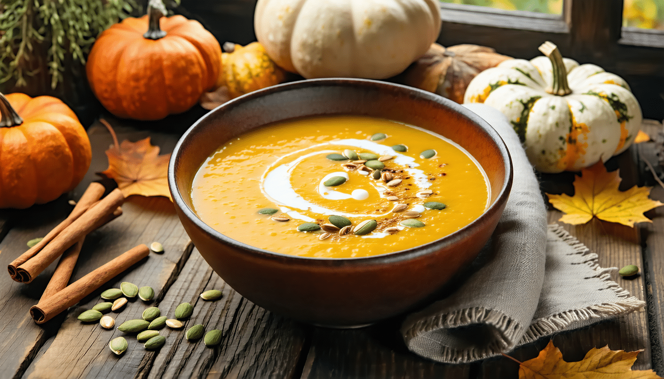 ten krem z dyni to moja jesienna klasyka: przygotowuję go, gdy dni stają się krótsze, aby poczuć ciepło i smak jesieni.