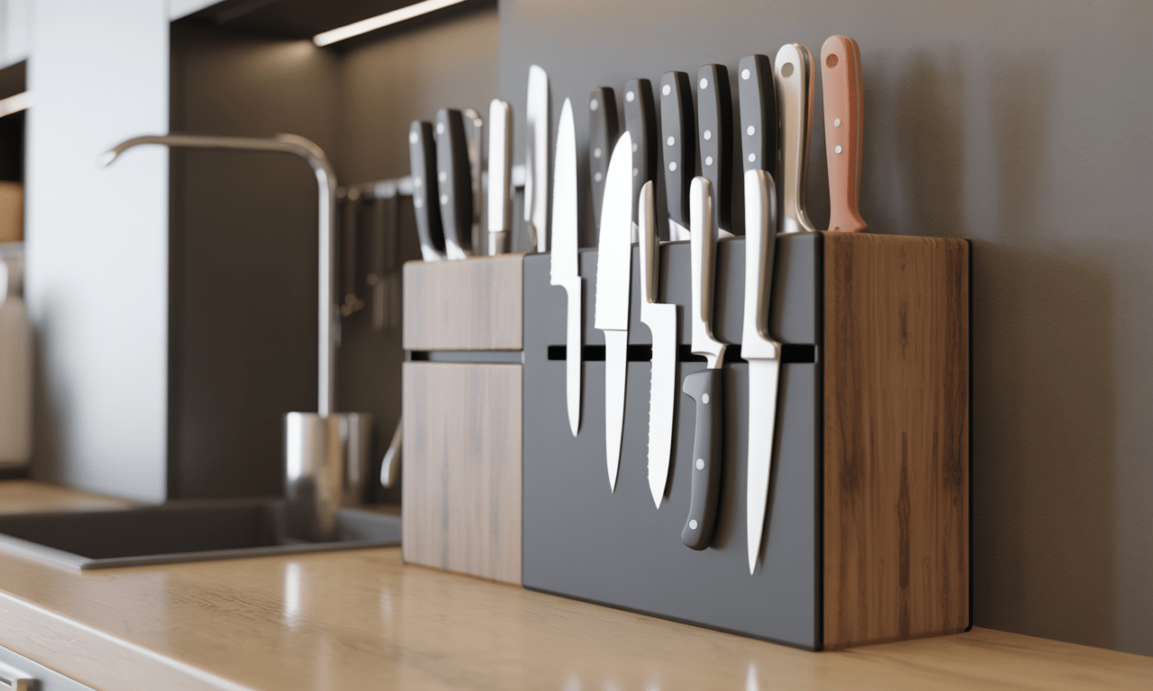 odkryj sposób przechowywania narzędzi kuchennych, który oszczędza miejsce i chroni ostrza przed uszkodzeniem, zapewniając porządek i długotrwałą ostrość.