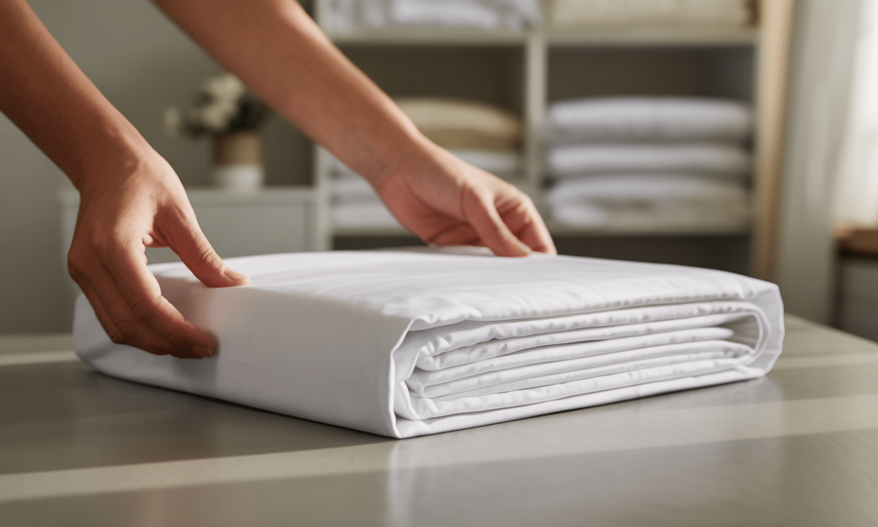 odkryj prosty i szybki sposób składania prześcieradeł z gumką, który pozwala zaoszczędzić aż 50% miejsca w szafie. idealne rozwiązanie dla porządku i oszczędności przestrzeni!