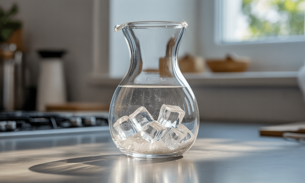 dowiedz się, jak łatwo i skutecznie wyczyścić karafkę od wewnątrz za pomocą prostego triku z solą i lodem, bez użycia szczotki.