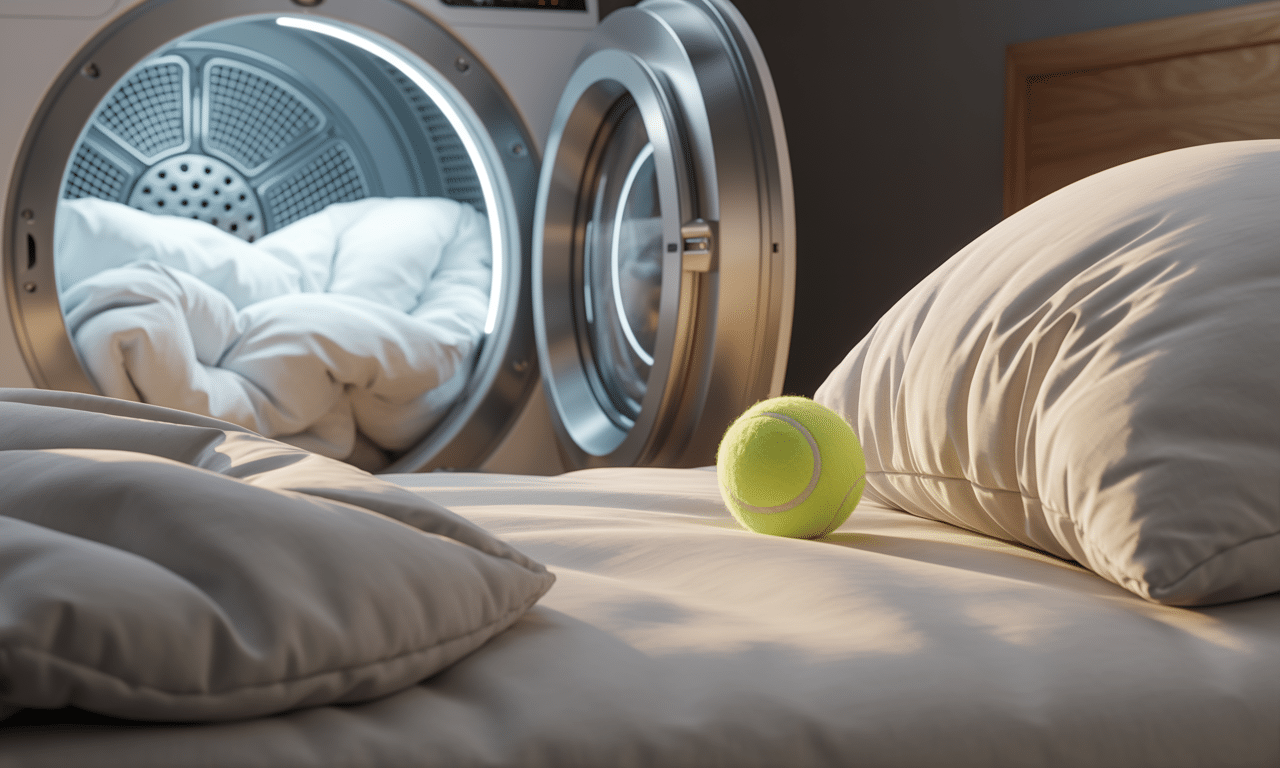 ten prosty trik z suszarką i piłeczką tenisową sprawi, że twoja pościel będzie miękka i puszysta jak nowa. wypróbuj go już dziś i ciesz się świeżością w sypialni!