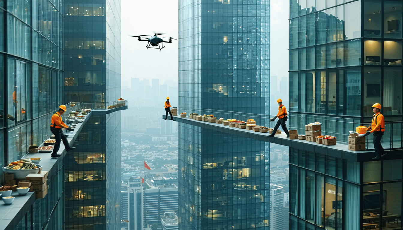 w chinach wieżowce są tak wysokie, że powstał nowy zawód: dostawcy posiłków na najwyższe piętra, gwarantujący szybkie i bezpieczne dostarczenie jedzenia w największych wysokościach miasta.