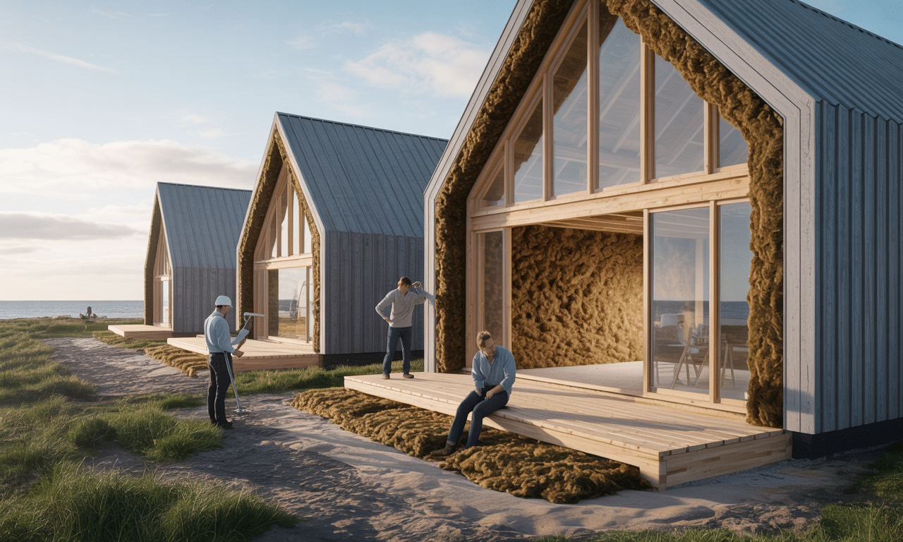 w danii architekci wykorzystują algi morskie do budowy domów, które izolują ciepło skuteczniej niż tradycyjna wełna mineralna, zapewniając ekologiczne i energooszczędne rozwiązania.