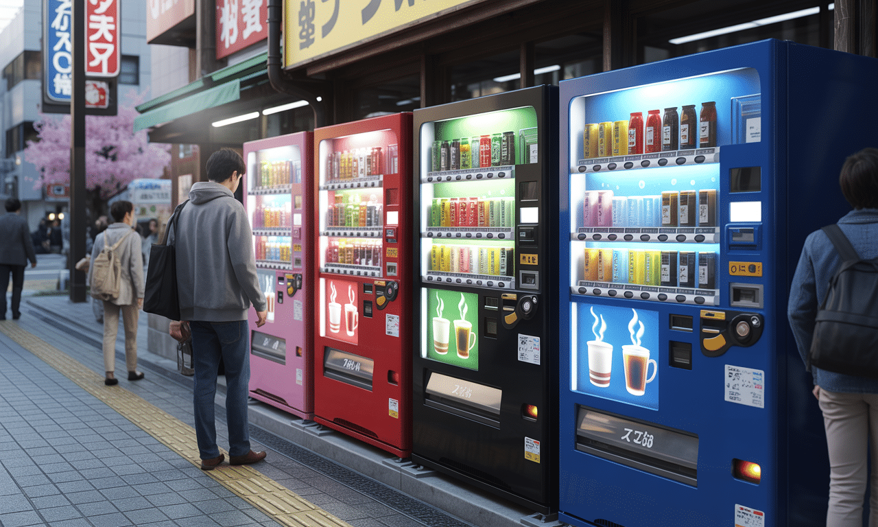 w japonii automaty z gorącymi napojami dostosowują ofertę w zależności od temperatury na zewnątrz, zapewniając idealny napój o każdej porze roku.