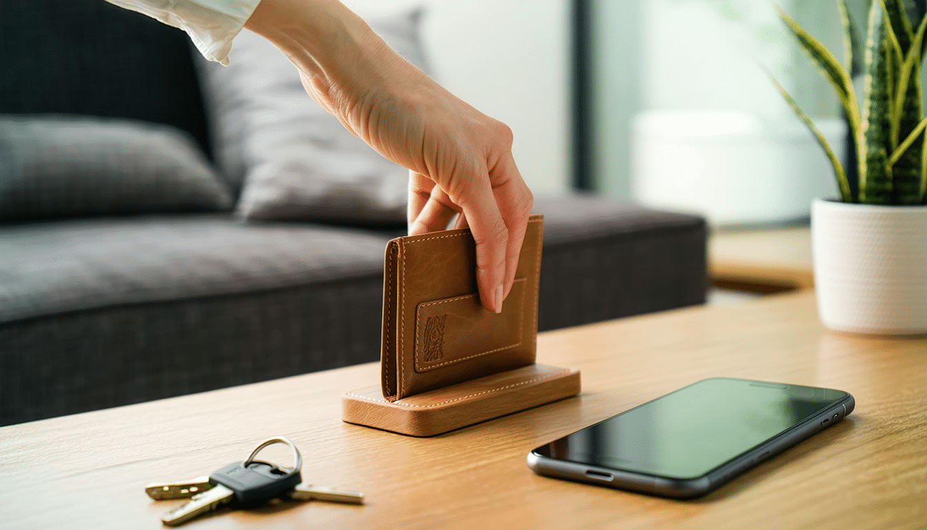 wkładanie portfela zawsze w to samo miejsce pomaga zredukować niewidzialny stres mentalny i poprawia codzienną organizację.