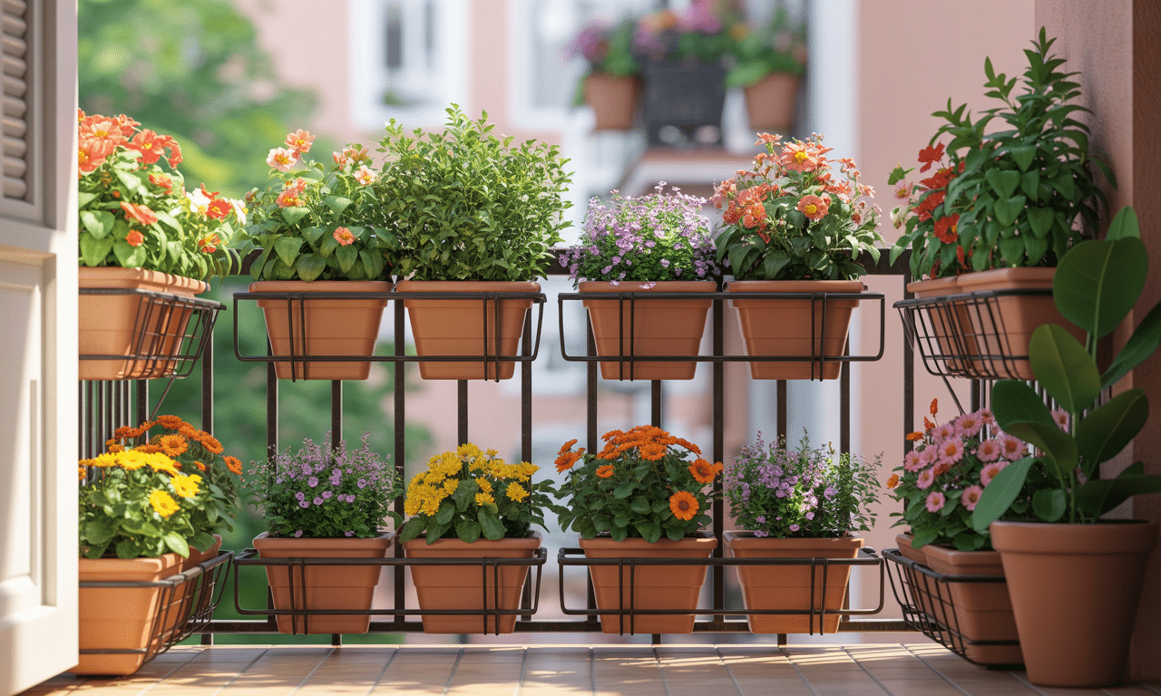 zawiesiłam doniczki na balustradzie balkonu i zyskałam podwójną przestrzeń na kwiaty. sprawdź, jak łatwo zwiększyć miejsce na rośliny w swoim mieszkaniu!