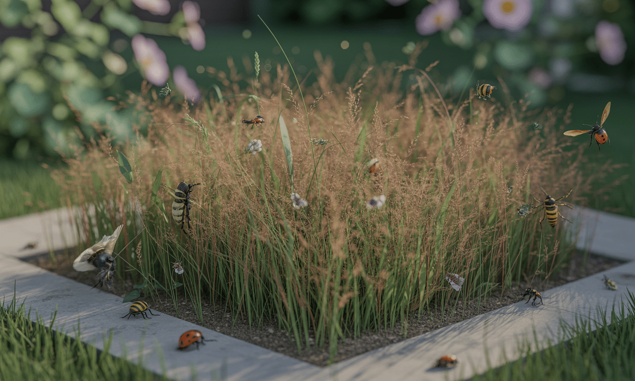zostawiłam kępę dzikiej trawy w rogu ogrodu, co stworzyło idealne schronienie dla pożytecznych owadów. dowiedz się, jak ta naturalna oaza wspiera bioróżnorodność i pomaga w ekologicznym ogrodnictwie.