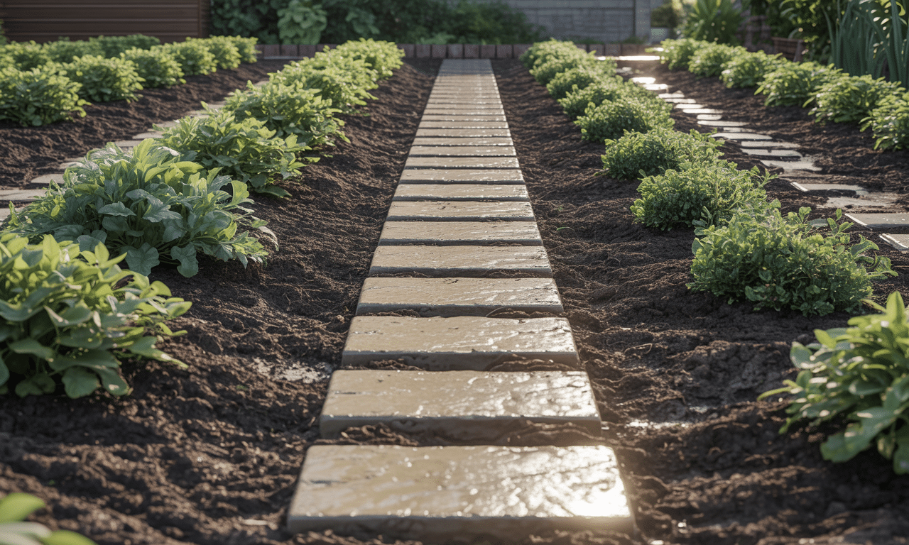zobacz, jak stworzyć praktyczną i estetyczną ścieżkę z płyt kamiennych między grządkami, aby raz na zawsze pożegnać błoto i zabrudzone buty w ogrodzie.