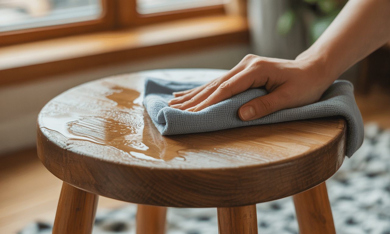 dowiedz się, dlaczego czyszczenie drewnianego taboretu suchą ścierką jest bezpieczniejsze niż wilgotną i jak dbać o meble drewniane, by służyły dłużej.