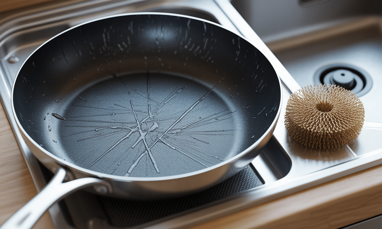 dowiedz się, dlaczego czyszczenie teflonowej patelni metalową gąbką może uszkodzić powłokę już od pierwszego dnia i jak dbać o naczynia, aby służyły dłużej.