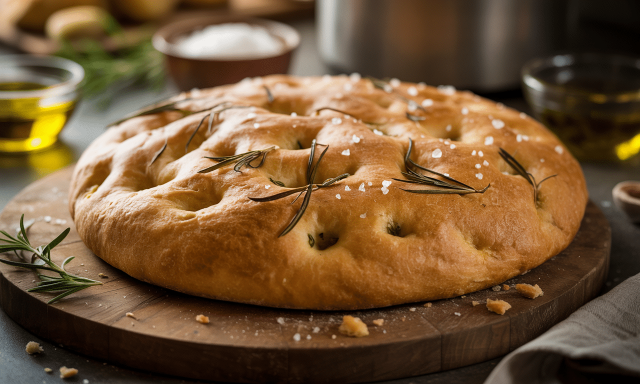przepis na prosty i aromatyczny chlebek focaccia z rozmarynem, idealny jako dodatek do każdej zupy. łatwa do wykonania, pyszna i pachnąca świeżym ziołem.