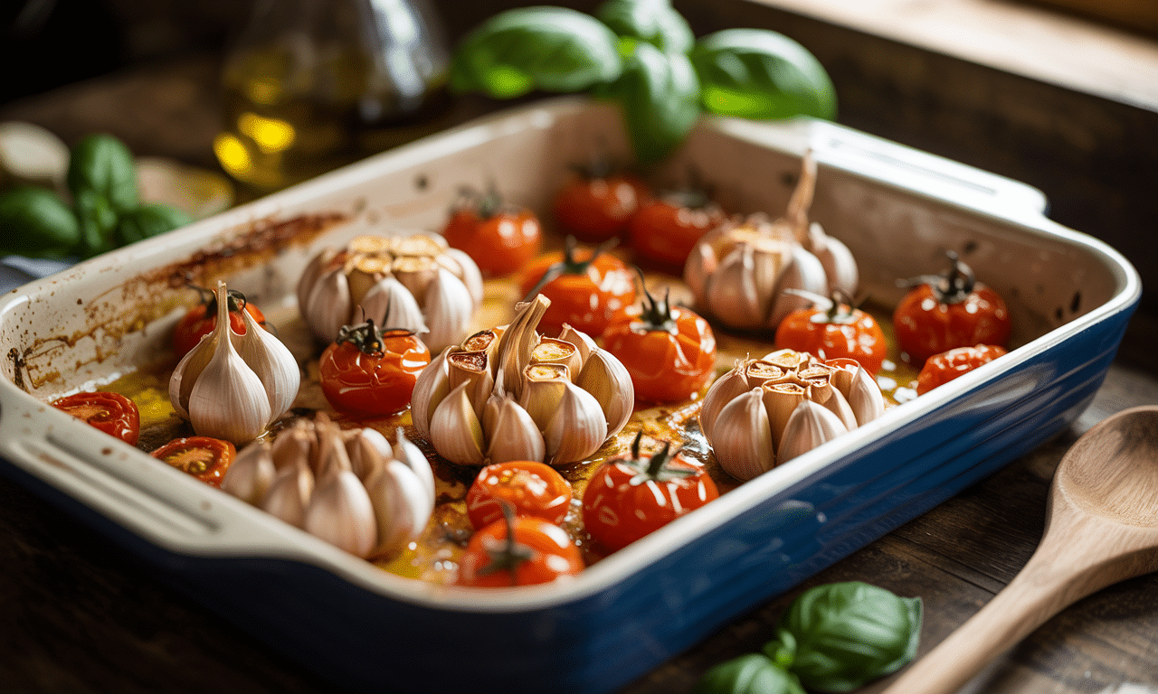 odkryj prosty przepis na sos z pieczonego czosnku i pomidorów, który sam się przygotowuje w piekarniku, oferując głęboki i intensywny smak.