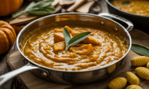 przyrządzam ten jesienny sos z pieczonej dyni i szałwii, aksamitny i idealny do podawania z gnocchi.