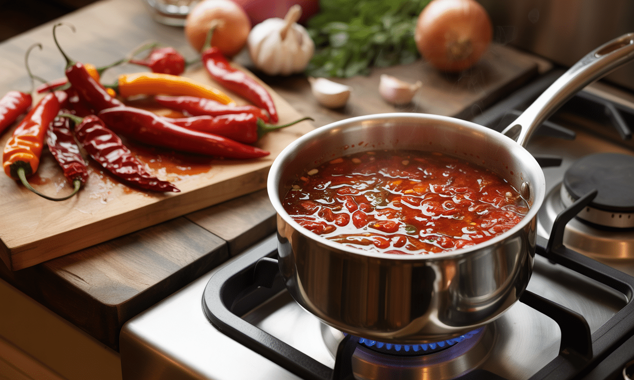 przygotuj ostry i aromatyczny sos z pieczonych papryczek chili w zaledwie 15 minut – idealny dodatek do potraw dla miłośników pikantnych smaków.