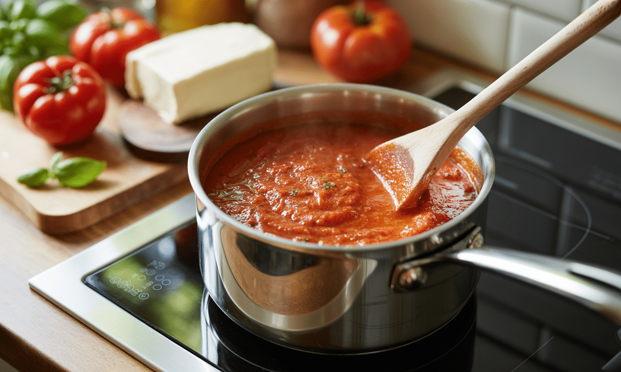 szybki i łatwy przepis na kremowy, słodki sos z pomidorów i mascarpone, gotowy w zaledwie 10 minut. idealny do makaronów i innych dań!