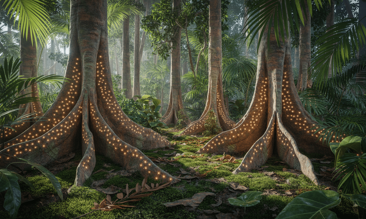 naukowcy odkryli, że drzewa w lasach tropikalnych komunikują się poprzez sieć grzybni, tworząc "internet lasu" - fascynujący system wymiany informacji pod ziemią.