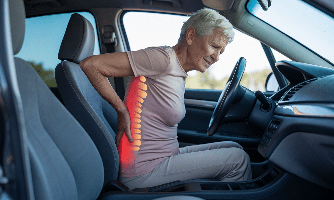 po 60. roku życia ból w krzyżu nasila się po siedzeniu w samochodzie z powodu pogłębiającej się lordozy kręgosłupa związanej z wiekiem. dowiedz się, jak temu zapobiegać i łagodzić dolegliwości.